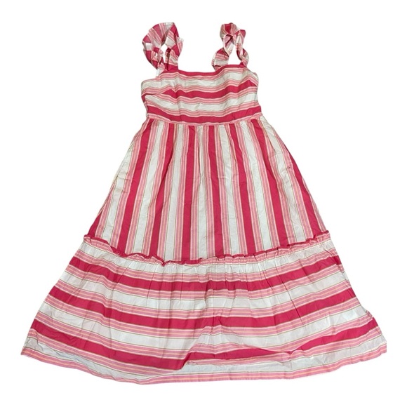 JCrew Factory Square Neck Ruffle Trim 100% Cotton Midi Dress Sz 12 NEW Lined - Picture 1 of 4